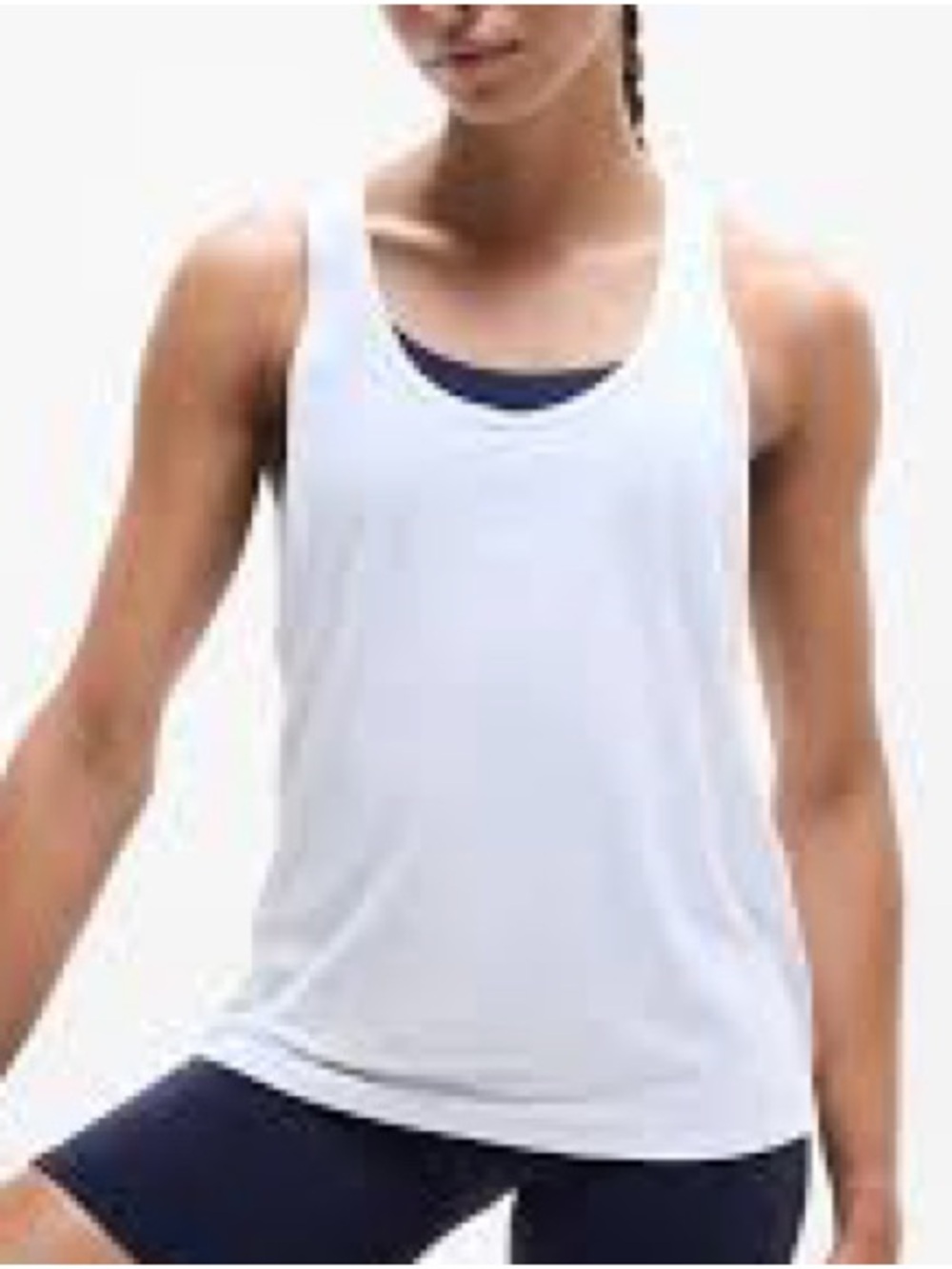 Athleta Shimmer Chi White Silver Racerback Tank Womens size XL